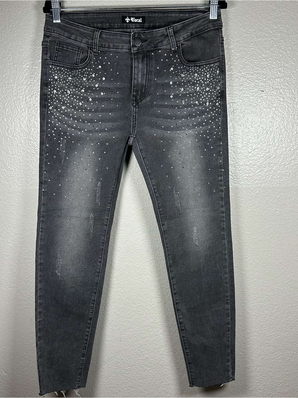Vocal Black Rhinestone-Embellished Skinny Jeans SZ:M